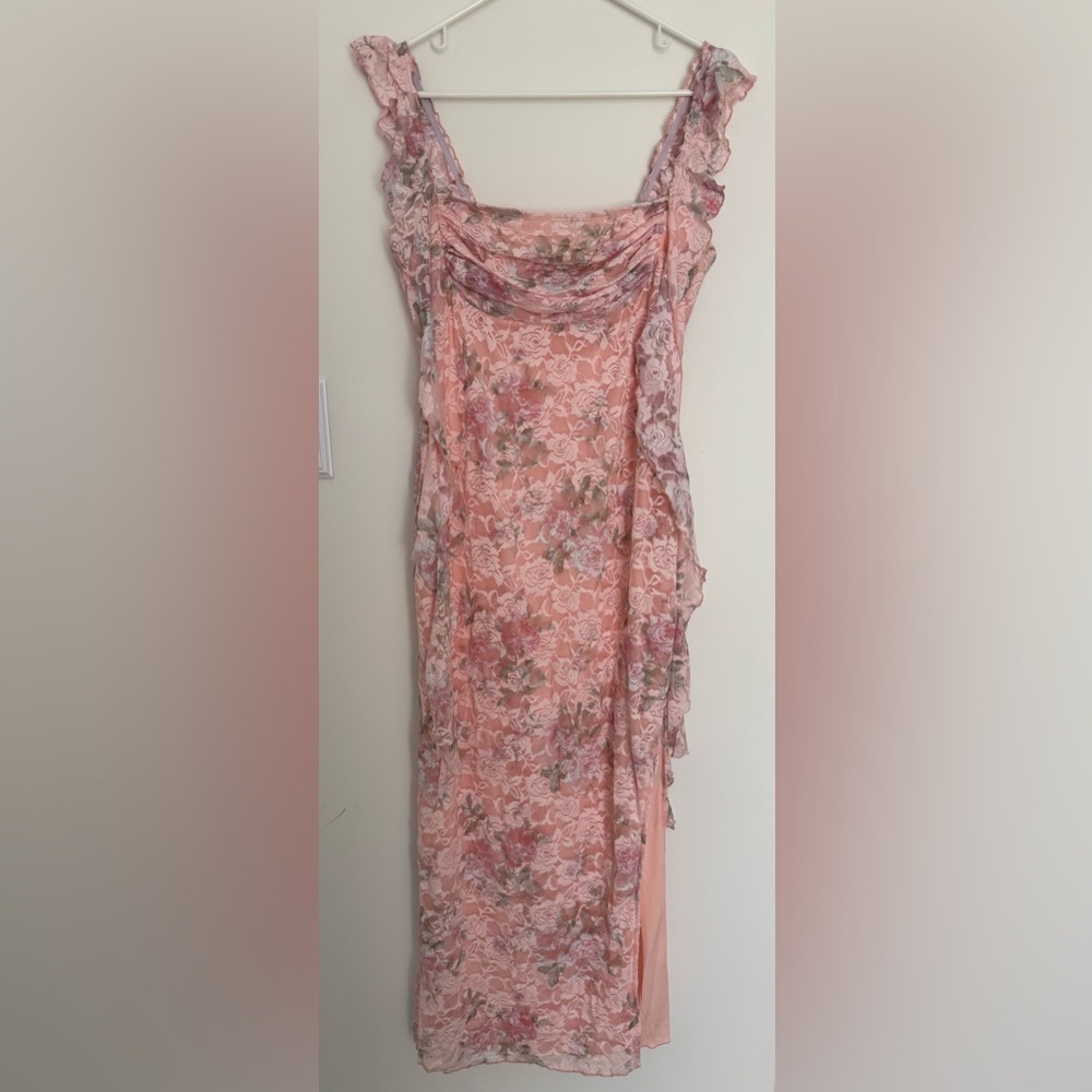CIDER Floral Lace Pink Dress
